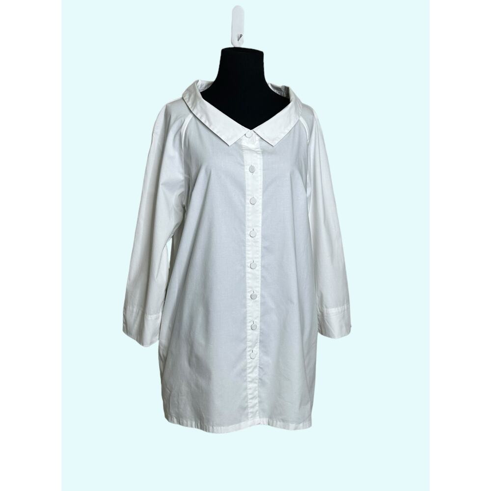 Diane Bailey white 3/4 sleeves buttoned tunic blouse size Medium